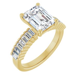 14K Yellow Gold 9x7 mm Emerald Accented Engagement Ring. 126687:256:P