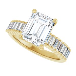 14K Yellow Gold 9x7 mm Emerald Accented Engagement Ring. 126687:256:P