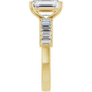 14K Yellow Gold 9x7 mm Emerald Accented Engagement Ring. 126687:256:P