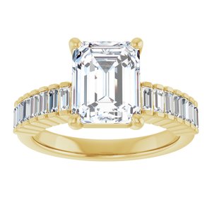 14K Yellow Gold 9x7 mm Emerald Accented Engagement Ring. 126687:256:P