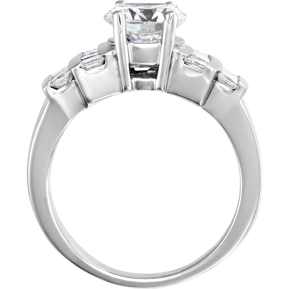 14K White Gold 7.5 mm Round Accented Engagement Ring. 120340:253383:P
