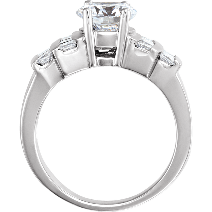 14K White Gold 7.5 mm Round Accented Engagement Ring. 120340:253383:P