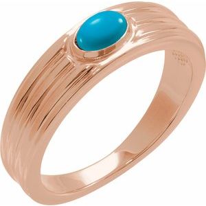 14K Rose Gold 5x3 mm Oval Natural Turquoise Cabochon Ring. 72396:134:P