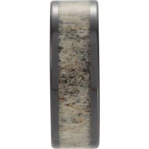 Black Ceramic Antler Wood Inlay 6 mm Comfort-Fit Flat Band. 57967:106:P