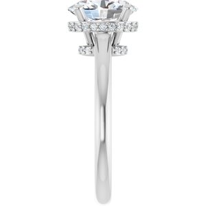 14K White Gold 9x7 mm Oval Hidden Halo-Style Engagement Ring. 126623:285:P