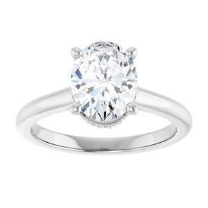 14K White Gold 9x7 mm Oval Hidden Halo-Style Engagement Ring. 126623:285:P