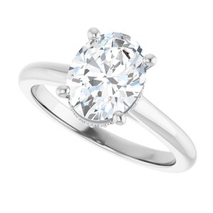 14K White Gold 9x7 mm Oval Hidden Halo-Style Engagement Ring. 126623:285:P