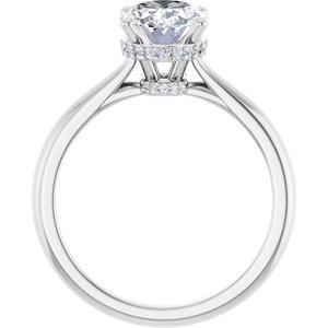 14K White Gold 9x7 mm Oval Hidden Halo-Style Engagement Ring. 126623:285:P