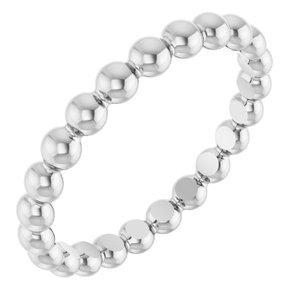 14K White Gold Beaded Stackable Ring. 51090:1025:P