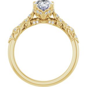 14K Yellow Gold 8x6 mm Oval Hidden Halo-Style Accented Engagement Ring. 126562:586:P