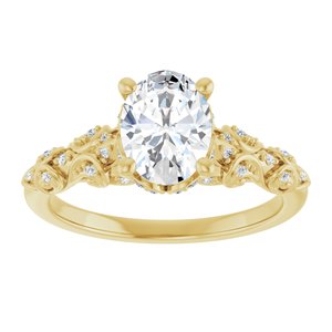 14K Yellow Gold 8x6 mm Oval Hidden Halo-Style Accented Engagement Ring. 126562:586:P