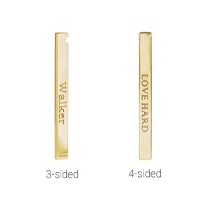 14K Yellow Gold Engravable Four-Sided Bar 16-18" Necklace