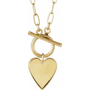 14K Yellow Gold Engravable Heart Toggle 18" Necklace. 88593:103:P