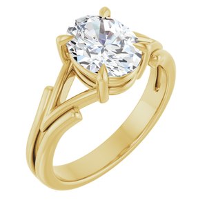 14K Yellow Gold 9x7 mm Oval Solitaire Engagement Ring. 126780:1066:P