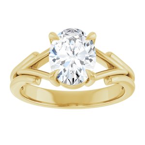14K Yellow Gold 9x7 mm Oval Solitaire Engagement Ring. 126780:1066:P
