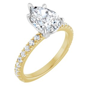 14K Yellow/White Gold 10x7 mm Pear Accented Engagement Ring. 126765:1229:P