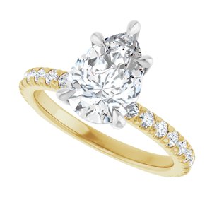 14K Yellow/White Gold 10x7 mm Pear Accented Engagement Ring. 126765:1229:P