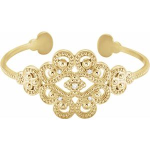 14K Yellow Gold 1/6 CTW Diamond Cuff 7" Bracelet