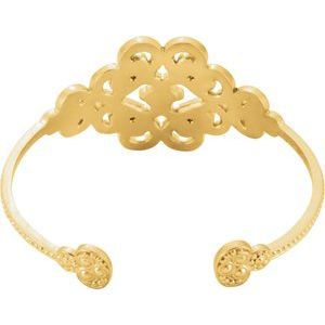 14K Yellow Gold 1/6 CTW Diamond Cuff 7" Bracelet