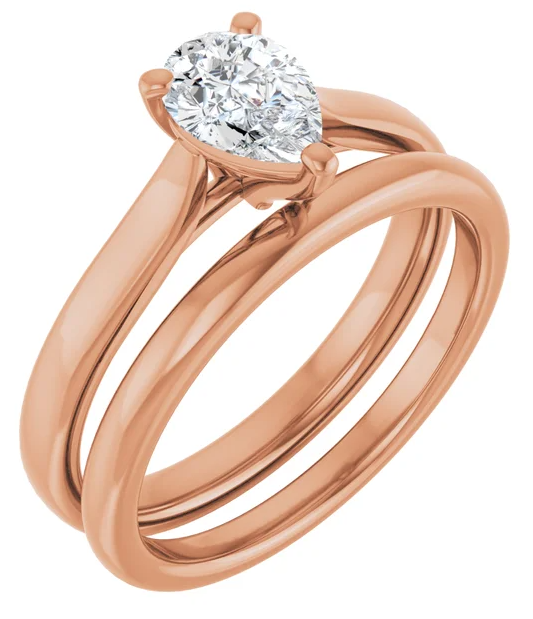 14K Rose Gold Band for 7x5 mm Pear Ring. 51220:1059:P