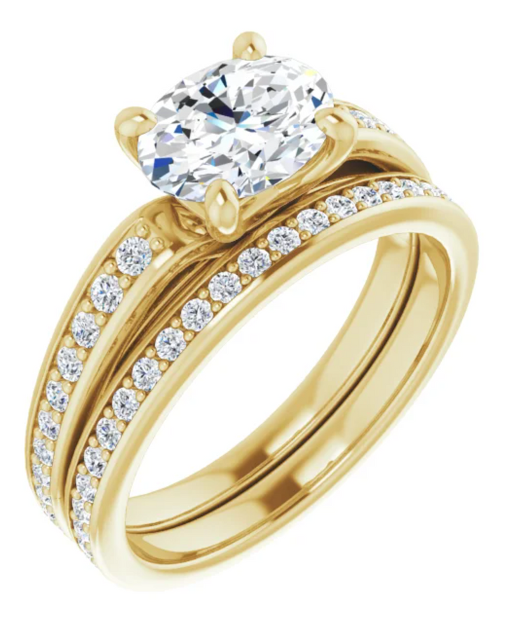14K Yellow Gold 8x6 mm Oval Accented Engagement Ring. 122235:807:P