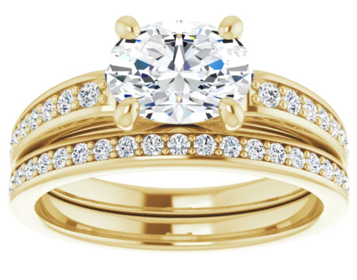 14K Yellow Gold 8x6 mm Oval Accented Engagement Ring. 122235:807:P