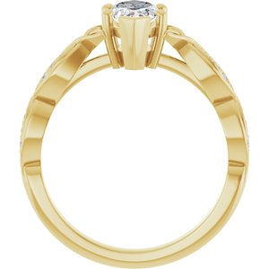 14K Yellow Gold 10x5 mm Marquise V-End Accented Engagement Ring. 126727:556:P