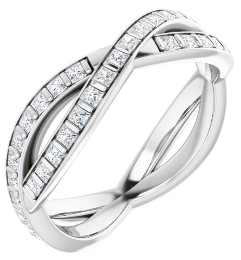 14K White Gold 1.25x1.25 mm Square Eternity Band 122571:1530:P