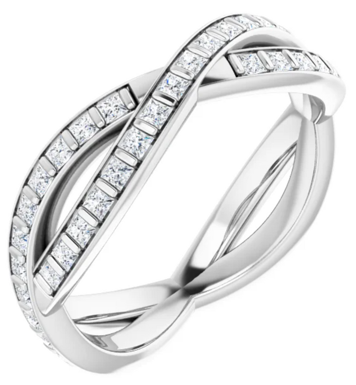 14K White Gold 1.25x1.25 mm Square Eternity Band 122571:1530:P