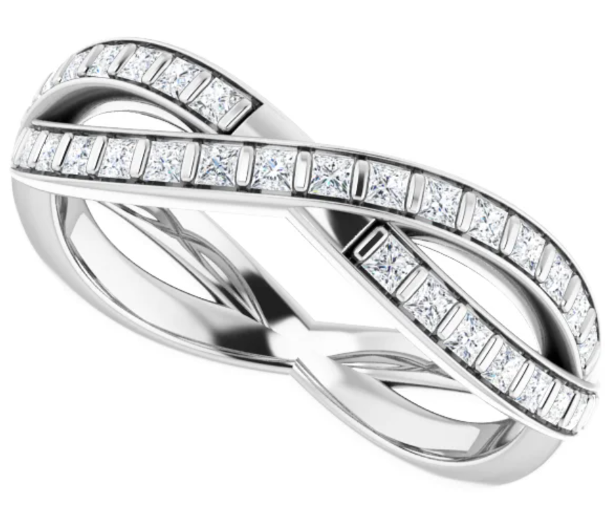 14K White Gold 1.25x1.25 mm Square Eternity Band 122571:1530:P