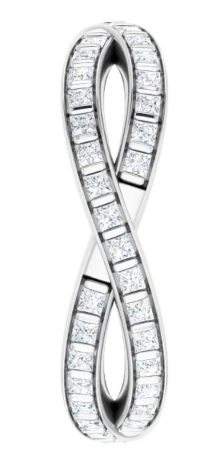 14K White Gold 1.25x1.25 mm Square Eternity Band 122571:1530:P