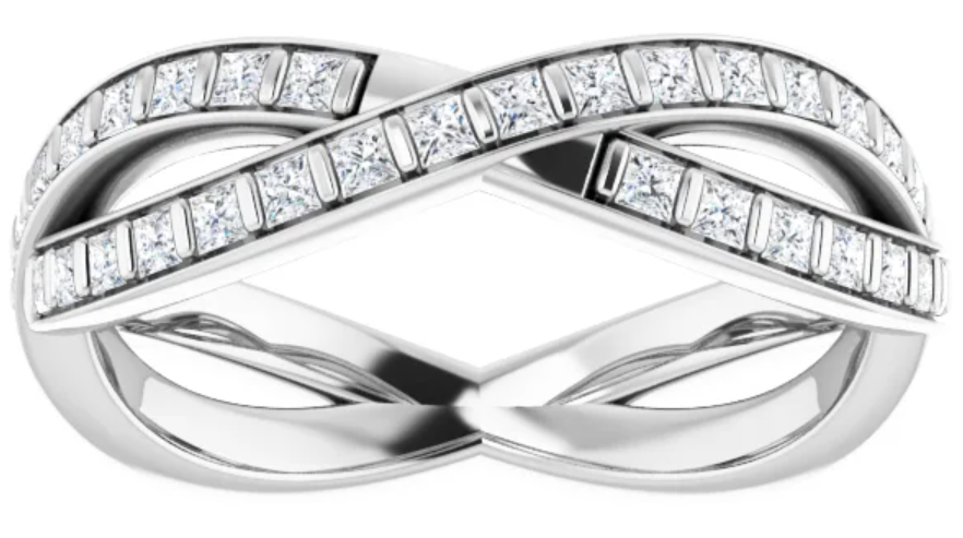 14K White Gold 1.25x1.25 mm Square Eternity Band 122571:1530:P