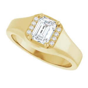 14K Yellow Gold 7x5 mm Emerald Men's Band. 126782:991:P