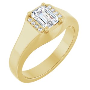 14K Yellow Gold 7x5 mm Emerald Men's Band. 126782:991:P