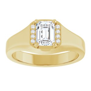 14K Yellow Gold 7x5 mm Emerald Men's Band. 126782:991:P
