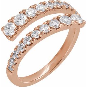 14K Rose Gold 9/10 CTW Diamond Bypass Ring. 689125:LG602:P