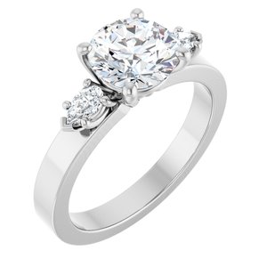 14K White Gold 7.4 mm Round 1/5 CTW Diamond Three-Stone Engagement Ring. 126786:LG6008:P