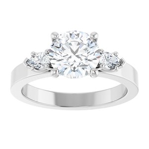 14K White Gold 7.4 mm Round 1/5 CTW Diamond Three-Stone Engagement Ring. 126786:LG6008:P