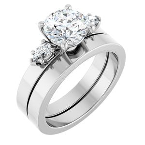 14K White Gold 7.4 mm Round 1/5 CTW Diamond Three-Stone Engagement Ring. 126786:LG6008:P