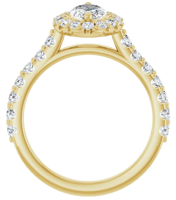 14K Halo Yellow Gold 10x5 mm Marquise Engagement Ring