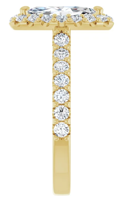 14K Halo Yellow Gold 10x5 mm Marquise Engagement Ring