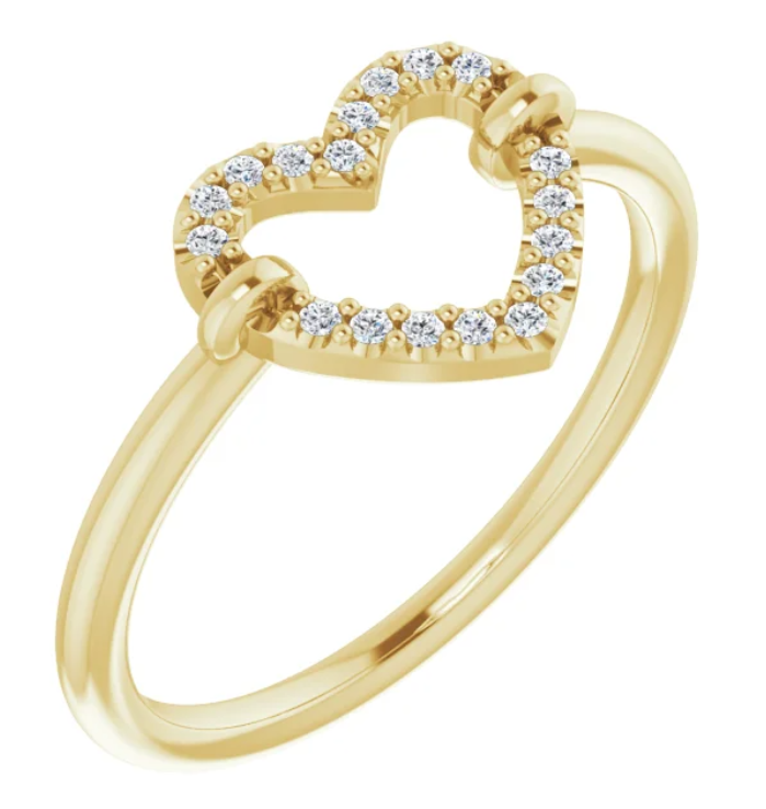 14K Yellow Gold .07 CTW Diamond Heart Ring