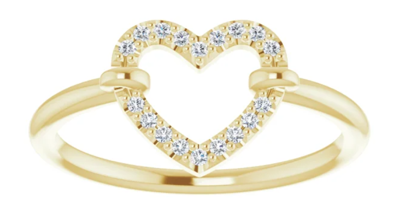 14K Yellow Gold .07 CTW Diamond Heart Ring