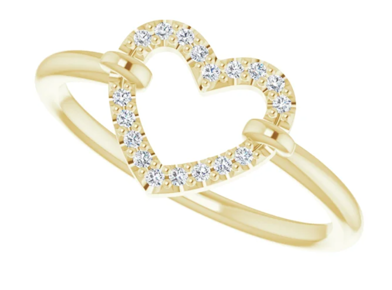 14K Yellow Gold .07 CTW Diamond Heart Ring
