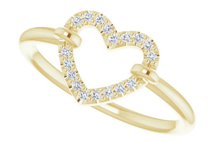 14K Yellow Gold .07 CTW Diamond Heart Ring