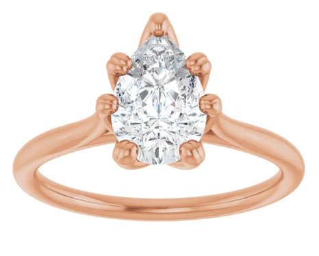 14K Rose Gold 8x5 mm Pear Engagement Ring. 123054:244:P