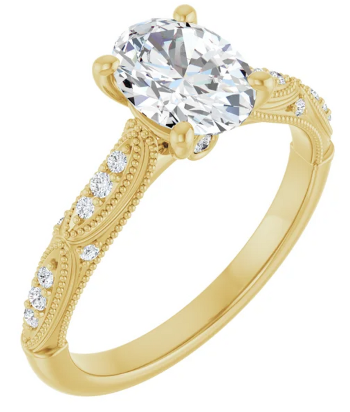 14K Yellow Gold 8x6 mm Oval Accented Engagement Ring 123240:285:P