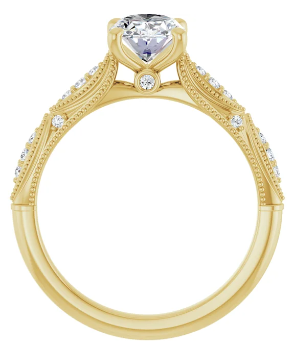 14K Yellow Gold 8x6 mm Oval Accented Engagement Ring 123240:285:P