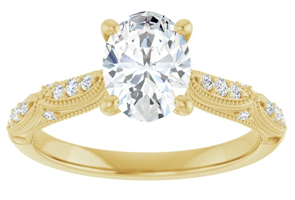 14K Yellow Gold 8x6 mm Oval Accented Engagement Ring 123240:285:P