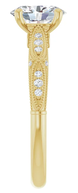 14K Yellow Gold 8x6 mm Oval Accented Engagement Ring 123240:285:P